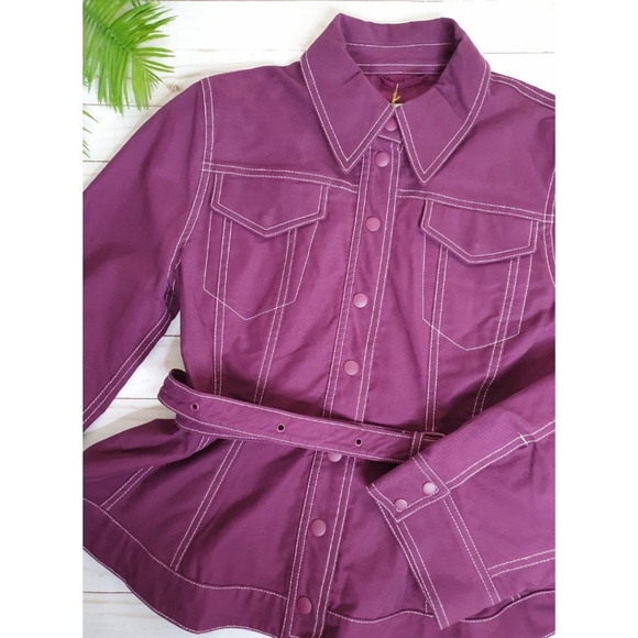 NWT! Stine Goya Purple Denim Belted Jacket, Organic Cotton, Size Small - Picture 5 of 16